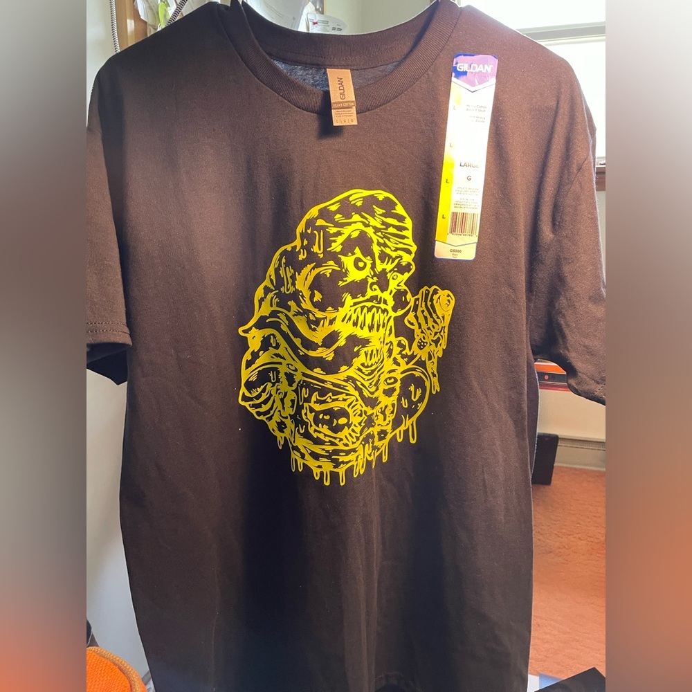 👻 Neon Slimer Skateboarding Drippy Slime US L Gildan Heavy Cotton Brand New 👻